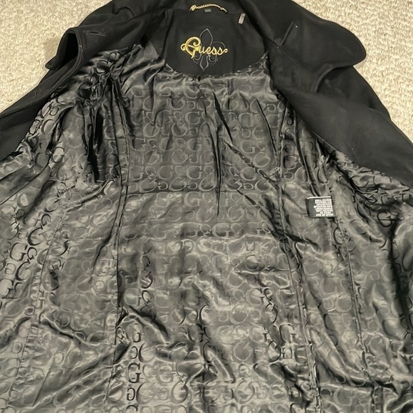 GUESS women’s black collared wool pea coat in US size Small - Picture 8 of 8